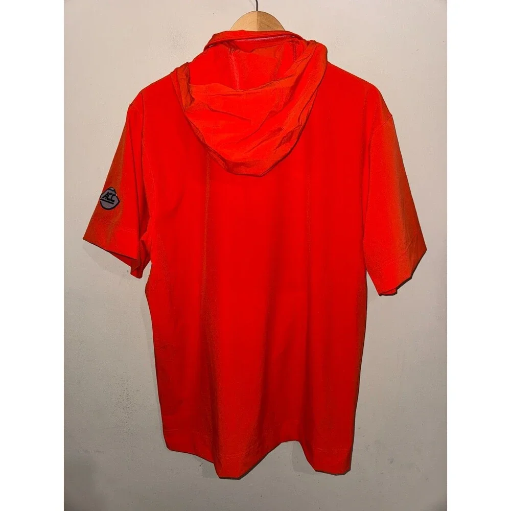 Mens L Nike NCAA Syracuse Orange Football Team Issued 1/2 Zip Hooded Jacket ACC
